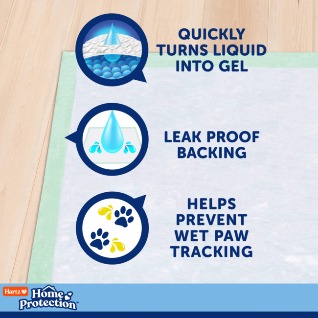 Unscented leak proof dog pads helps prevent wet paw tracking.