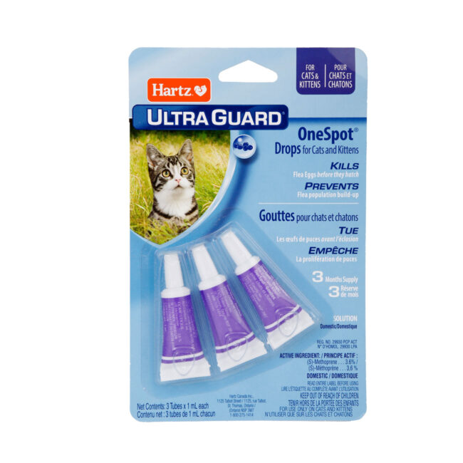 Hartz Ultraguard OneSpot flea and tick treatment for cats. Hartz SKU# 3270051762.