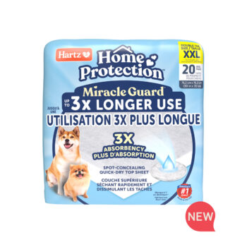 NEW! Hartz Home Protection Miracle Guard extra absorbent regular size dog pads, 20 count. back.