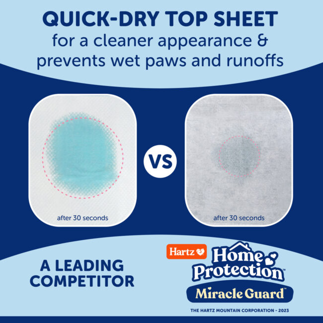 Quick-dry top sheet provides more leak protection.