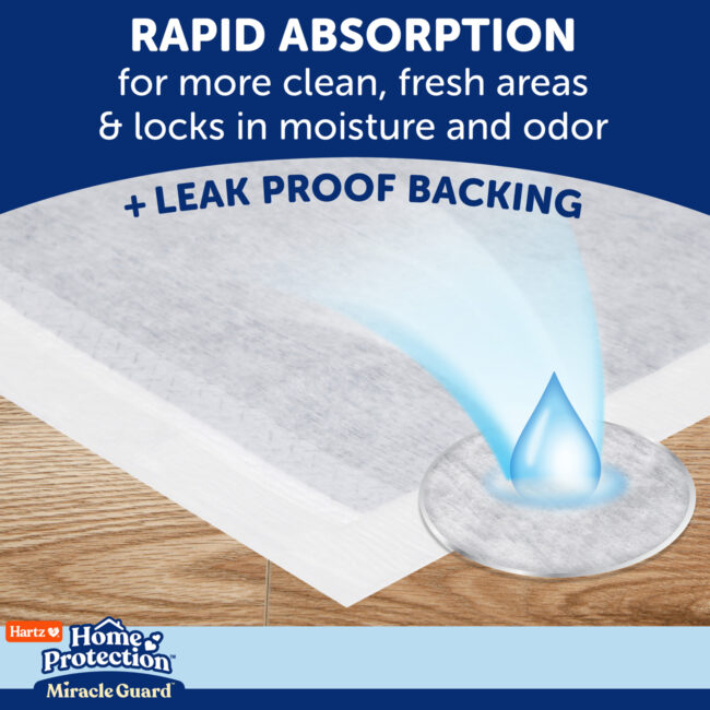 Rapid absorption accounts for this being an odor preventing dog pad