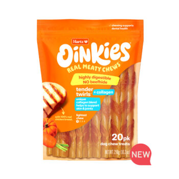 Hartz Oinkies Tender Twirls with collagen.