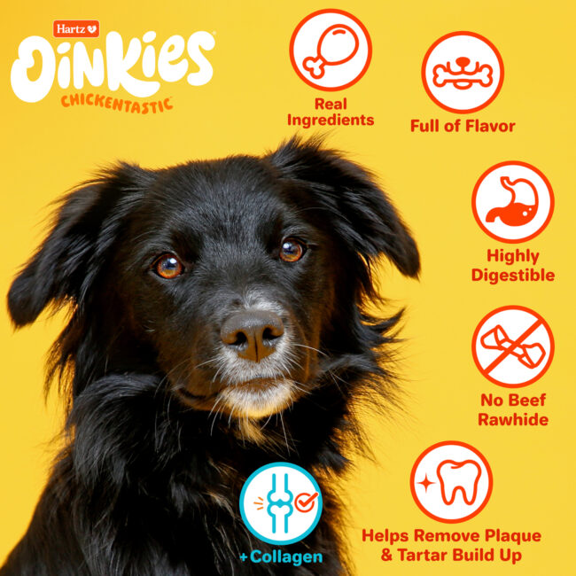 Hartz Oinkies Tender Twirls. Real ingredients, full of flavor, no beef rawhide.