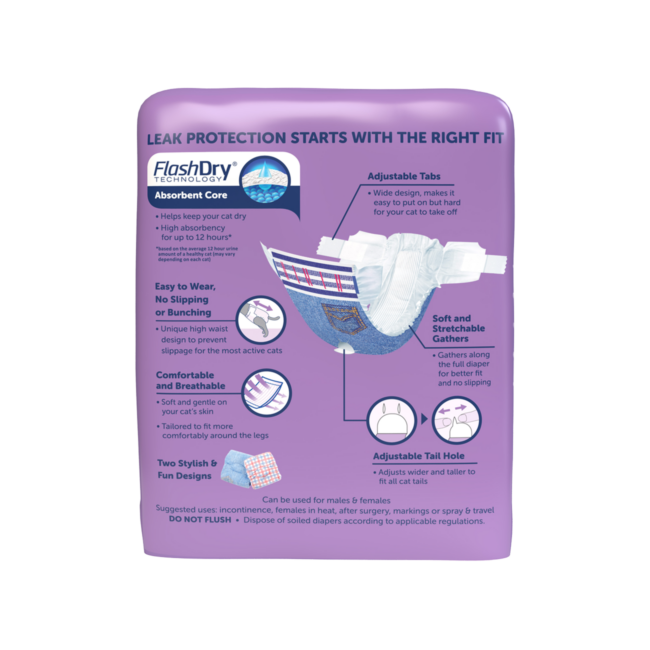 Hartz Comfitables disposable cat diapers, size XS, Back
