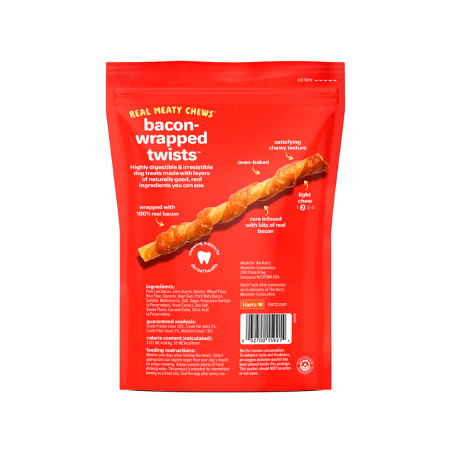 Hartz Oinkies Real Meaty Chews Bacon-Wrapped Twists – 14 pack