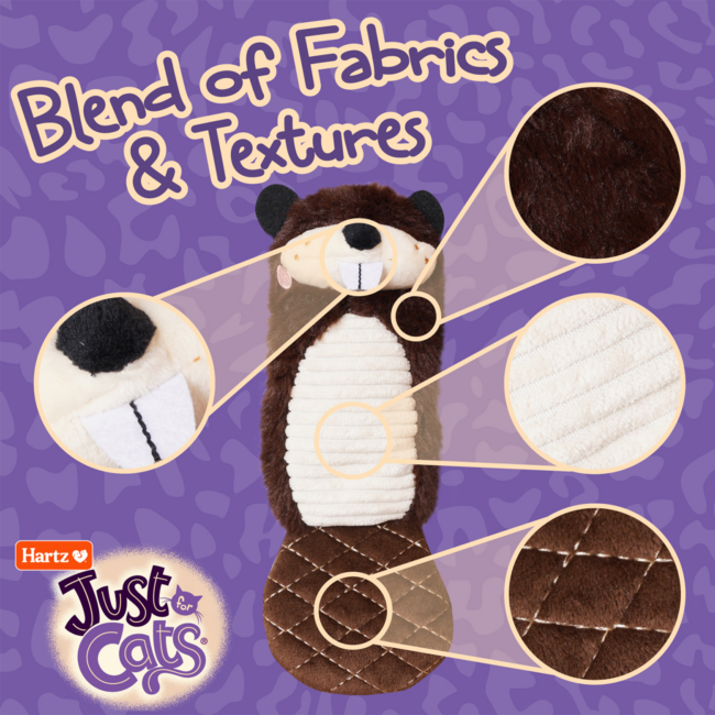 Hartz Just for Cats Chucklin’ Beaver Kicker Cat Toy Blend of Fabrics & Textures