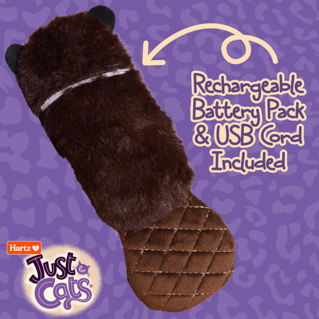 Hartz Just for Cats Chucklin’ Beaver Kicker Cat Toy Rechargeable Batteries & USB
