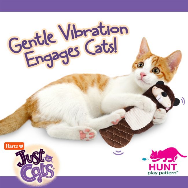 Hartz Just for Cats Chucklin’ Beaver Kicker Cat Toy Gentle Vibration Engages Cats