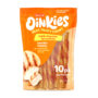 Hartz Oinkies Tender Twists. Dog treats with real chicken, 10 count. Front of package. Hartz SKU# 3270013139