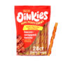 Hartz Oinkies Real Meaty Chews Bacon-Wrapped Twists. Back of package. Dog chew product.