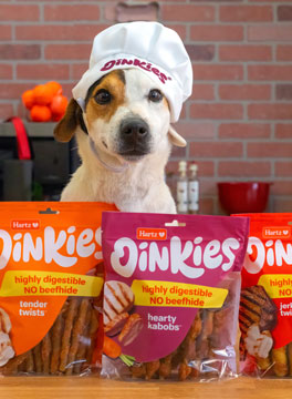 Hartz Oinkies dog treats and dog chews. Irresistible, long-lasting dog treats made with layers of naturally good real ingredients.