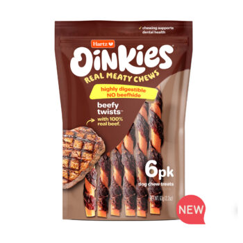 NEW! Tender oven-baked core dog treat wrapped with 100% real beef.