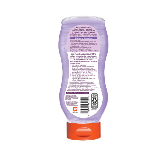 Hartz Groomers best dog shampoo. Back of package.