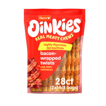 Hartz Oinkies Real Meaty Chews Bacon-Wrapped Twists. 28 Pack