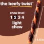 Oinkies beefy twists dog treat. Light chew.