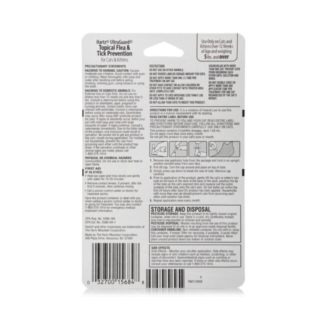 Hartz UltraGuard Topical Flea and Tick Prevention for Cats